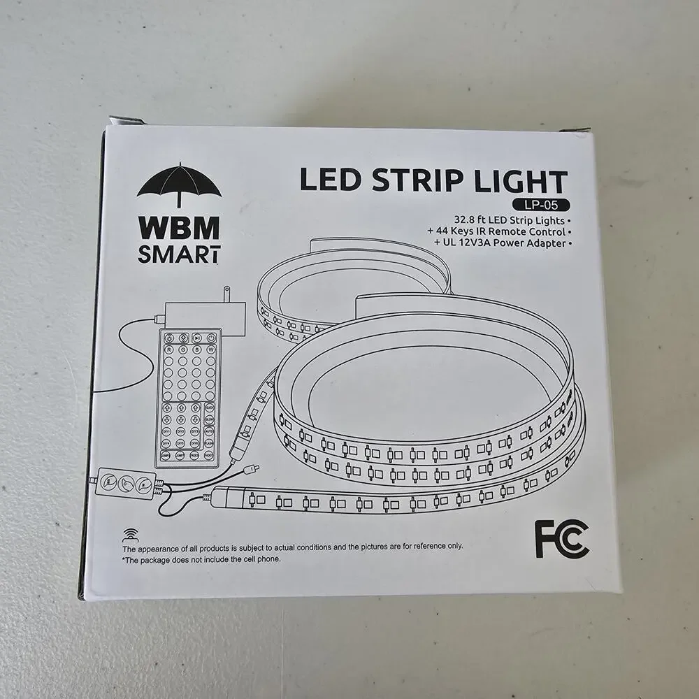 2 Boxes LED Strip Light Indoor 32.8' + Remote Control +UL 12V3A Power Adapter